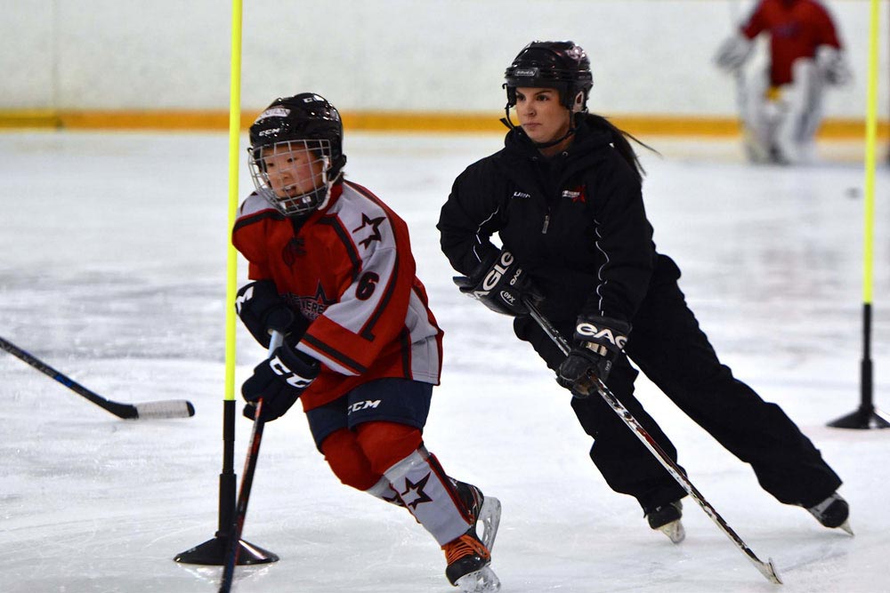 Playing Snow hockey